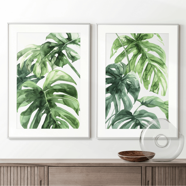 Tropical Monstera Leaf Digital Art Set