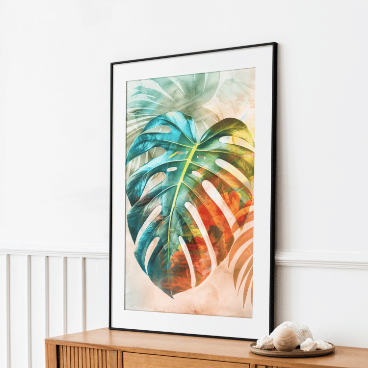 Colorful Monstera Leaf Digital Art Set