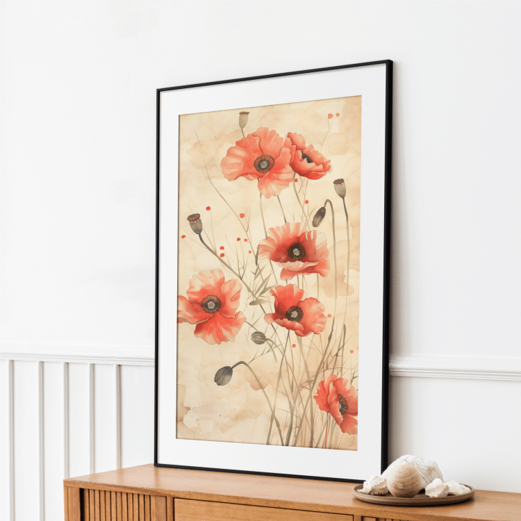 Delicate Watercolor Poppy Digital Art Set