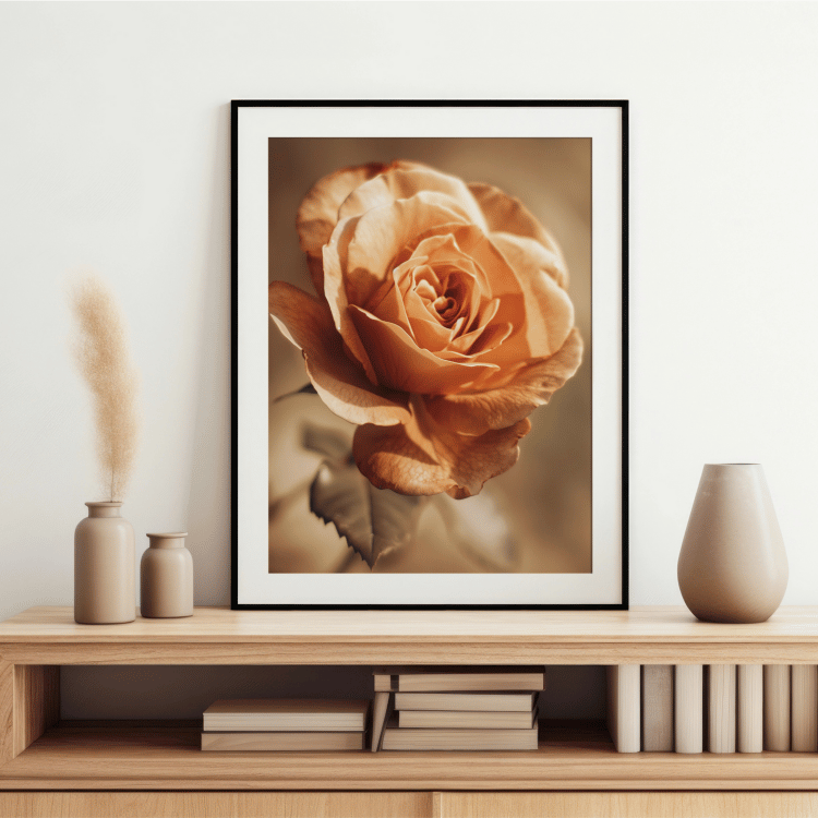 Golden Sepia Rose Digital Art Set