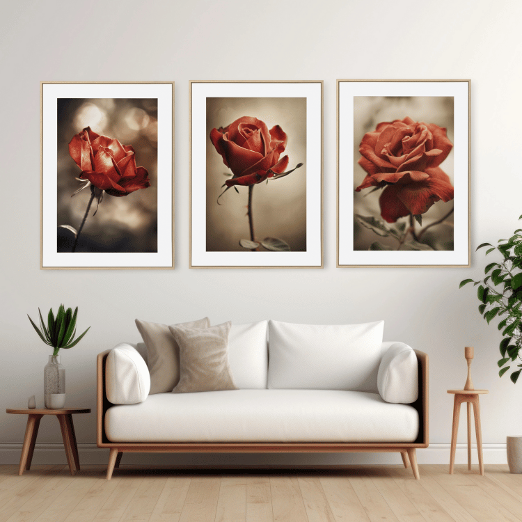 Antique Red Rose Digital Art Set