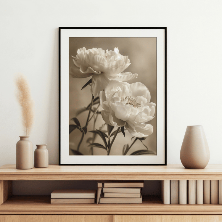 Sepia Peony Digital Art Set