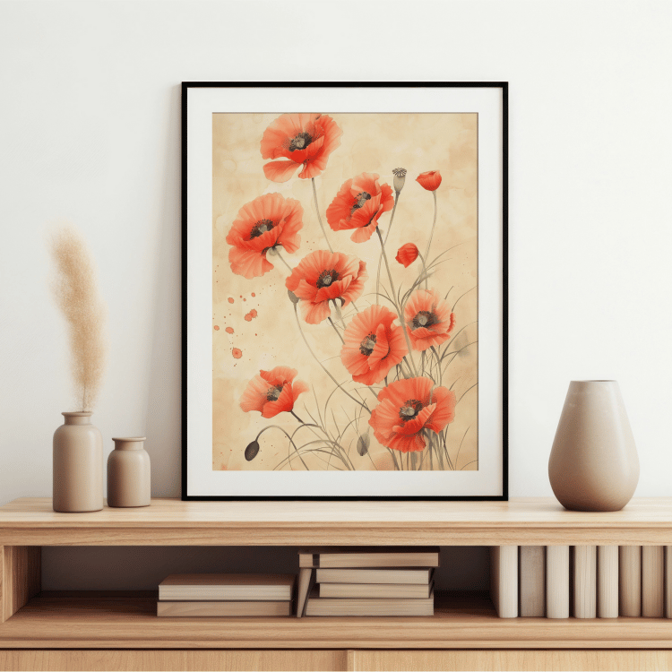 Delicate Watercolor Poppy Digital Art Set