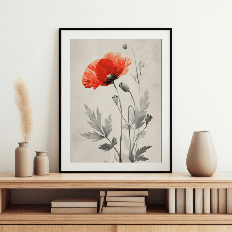 Vibrant Red Poppy Digital Art Set