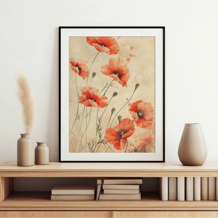 Delicate Watercolor Poppy Digital Art Set