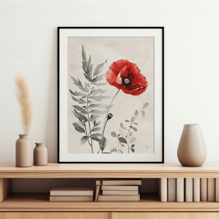 Vibrant Red Poppy Digital Art Set