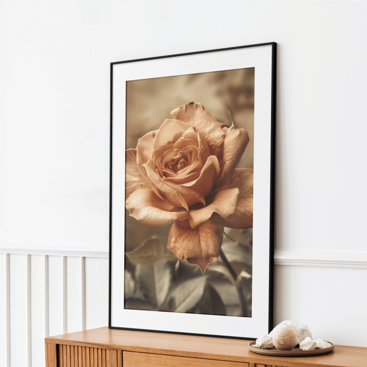 Golden Sepia Rose Digital Art Set