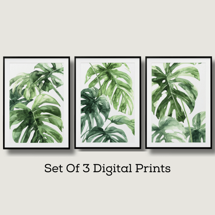 Tropical Monstera Leaf Digital Art Set