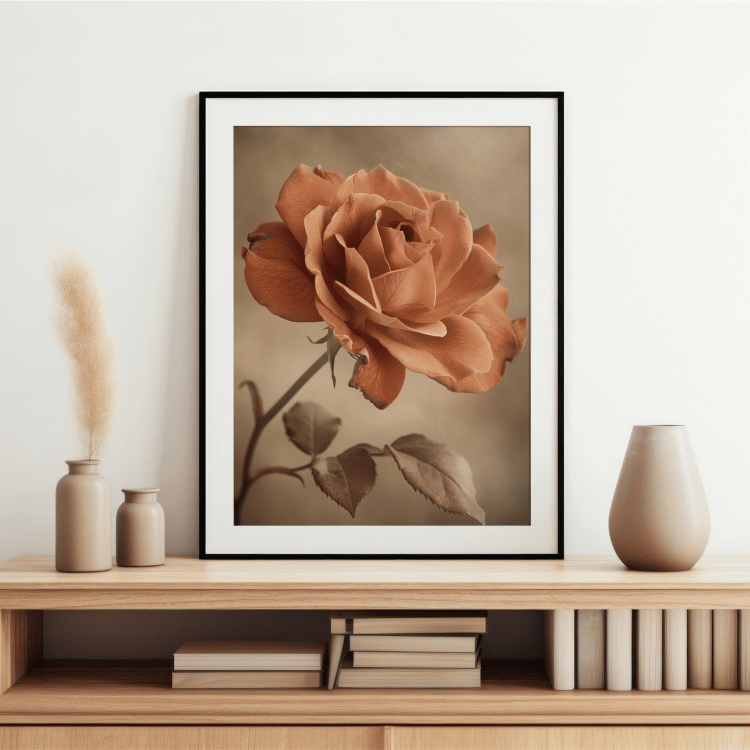 Rustic Orange Rose Digital Art Set