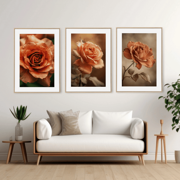 Rustic Orange Rose Digital Art Set