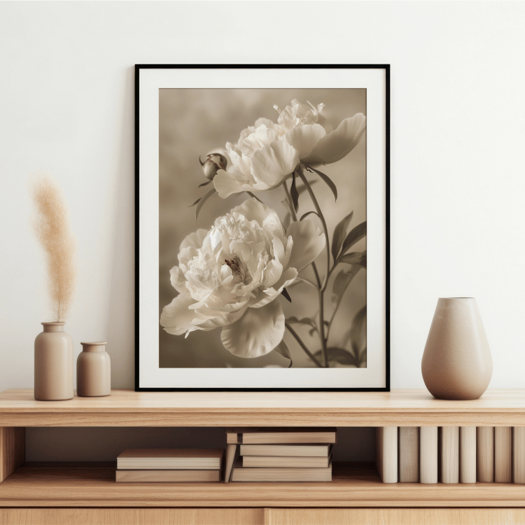 Sepia Peony Digital Art Set