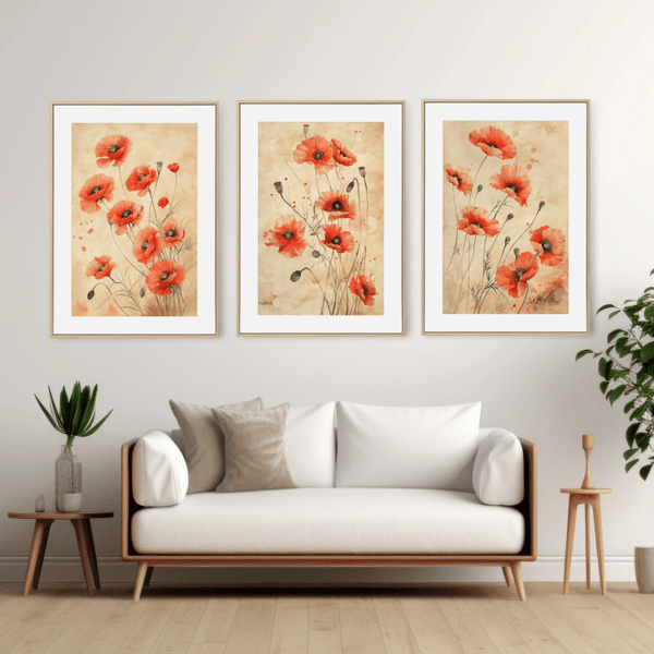 Delicate Watercolor Poppy Digital Art Set