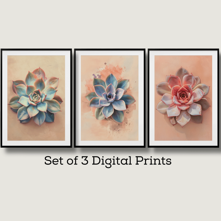 Colorful Succulent Digital Art Set