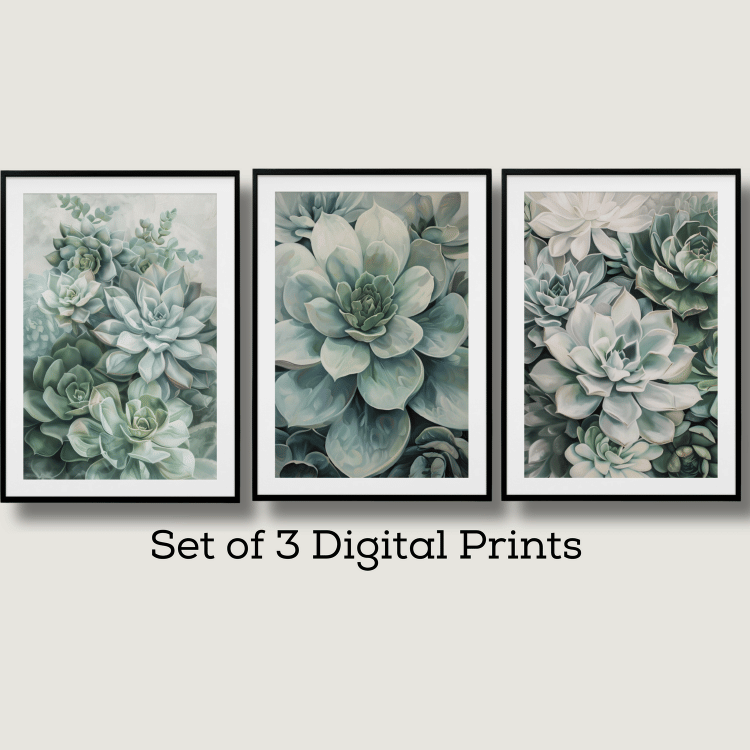 Serene Succulent Garden Digital Art Set