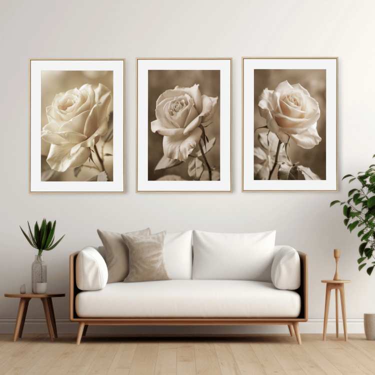 Vintage Sepia Rose Digital Art Set