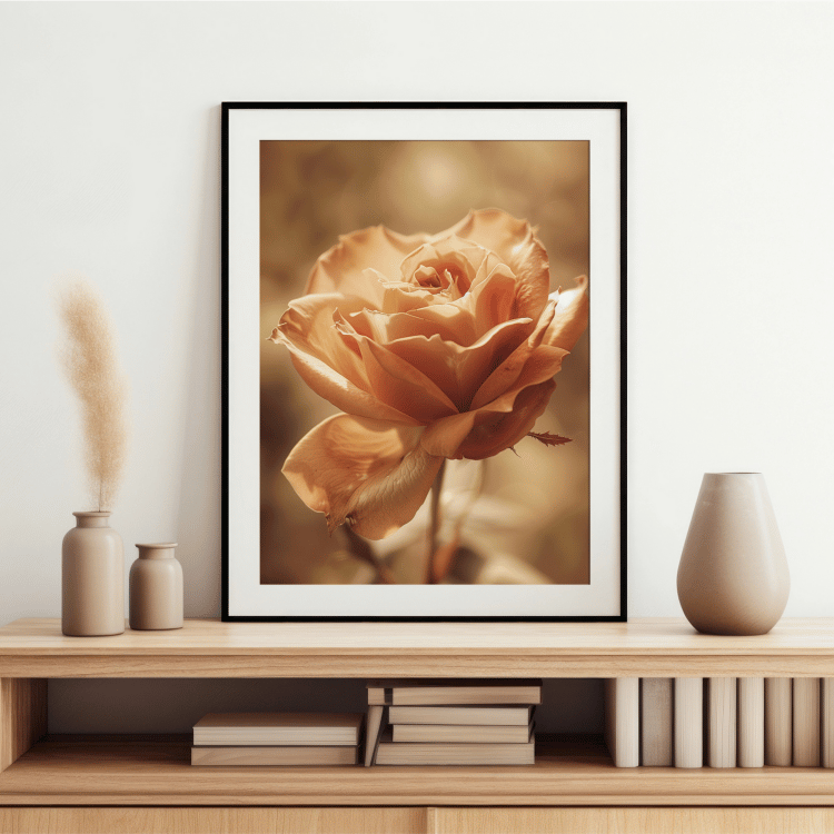 Golden Sepia Rose Digital Art Set